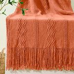 BATTILO HOME Fall Decor Orange Throw Blanket, Tassel Bed Coral Throws Decorative Fall Blankets and Throws for Couch Sofa, 50"x60"