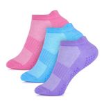 A2Z 4 Kids Girls Trainer Yoga Socks Pack of 3 Comfortable Mesh - Socks AZ108 Pink/Blue/Lilac 3 Pack 3-6 (9-12)