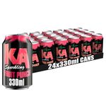 KA Caribbean 24 Pack Sparkling Fruit Punch Soda Flavoured Drink, Authentic Jamaican Recipes - 24 x 330ml Cans