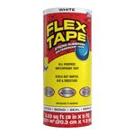 Flex Tape Super Strong Waterproof Underwater Repair Tape, Rubberized Patch & Seal Leak Stopper for Home, Plumbing, Roof, Gutter, Pool, Marine, RV, Boat, Outdoor DIY, White 8 in x 5 ft (20 cm x 1.5 m)
