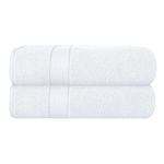 GLAMBURG 700 GSM Premium Cotton 2-Pack Oversized Extra Large Bath Sheet Set - 100% Combed Cotton - 2 Bath Sheets 35x70 - Luxury Hotel & Spa Quality - Durable Ultra Soft Highly Absorbent - White