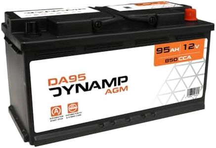 Dynamp DA95 019AGM Stop-Start Car Battery 12V 95Ah 850CCA – Type 019, 354 × 175 × 190 mm, High Performance AGM Automotive Battery for Start-Stop Vehicles