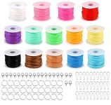 KisSealed 14 Rolls Plastic Lacing Cord, Gimp Bracelet Making Lacing String for Bracelet DIY Craft Jewelry Lanyards with 80pcs Snap Clip Hooks