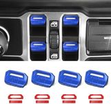 DIAMOOKY 4PCS Upgraded Window Switch Button Cover Compatible with Jeep Wrangler JL JLU 2018-2024 and Gladiator JT 2020 2021 2022 2023 2024 Wrangler 4xe Interior Accessories(Blue)