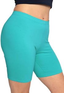 Women's Cotton Biker Shorts Turquoise 3X