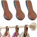 Prriudy 3 Pack Leather Towel Clips Magnetic Bath Towel Clips Hand Towel Hooks with Magnets for Towel Rods and Racks, Kitchen and Bathroom Accessory (Brown, 3 Pack)