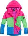 M2C Girls Hooded Fleece Lined Waterproof Jacket Windproof Raincoat 6-7 Yrs Color Block Rose