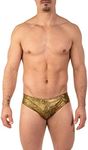 Gary Majdell Sport Mens Solid Matte Hot Body Bikini Swimsuit (Gold Snake Skin, Large)