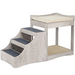 unipaws Pet Bunk Bed with Removable Stairs for Dogs and Cats, Multi-Level Bed Window Perch Seat Platform with Cushion and Cat Scratch Pad