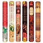 HEM Premium Rose Incense Sticks Combo of 120 Sticks Collection | Pack of 6 Agarbatti Fragrances | Red Rose | White Rose | Amber Rose |Sandal Rose |Rose Musk | Rose Vanilla | Floral