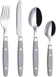 EXZACT 24 Piece Stainless Steel Cutlery Set - Retro Rivet Handles/Cutlery Set - 6 x Dinner Forks, 6 x Dinner Knives, 6 x Tablespoons, 6 x Teaspoons (Grey)