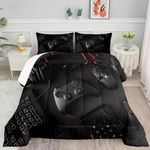 YHXSLY Gamer Comforter Set Twin Size for Boys Kids 3D Gaming Microfiber Quilts Black Video Game Bedding Sets Room Decor Gaming Bedding Set All Season for Game Lovers
