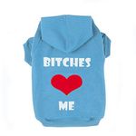 JIEYA Small Dog Hoodie Pet "BITCHES ME" Printed Sweatshirt Pullover Coat for Puppy (3XL, Blue)