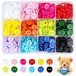 600 Pcs Mixed Buttons Round 12 Color Resin Button Sewing Craft Buttons with Storage Box for Sewing Knitting Arts Crafts DIY Handmade, 11.5mm 2 Holes