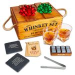 Mixology Whiskey Gift Set, Whiskey Glass Set with Rustic Wooden Crate, 8 Granite Whiskey Rocks Chilling Stones, 10oz Whiskey Glasses, Gift for Men, Dad, Husband, Boyfriend - Jameson Brown