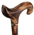 TAMAKA® Gents Handcrafted Scorched Handle Wooden Derby Cane With Collar Walking Stick Mens Ladies - 94cm (37")