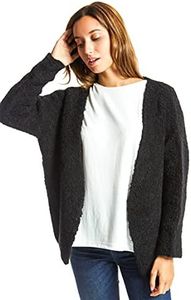 ETERKNITY - Cardigan Corto per Donna in Misto Lana Morbida, Nero, L