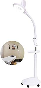 Floor Standing Magnifier Lamp With Hands Free Daylight Adjustable Brightness LED Light, Hose One Button Switch For Reading, Beauty, Hobbies And Craft White B