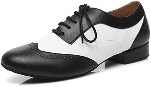 Minishion Mens Ballroom Dance Shoes Black/White Salsa Dancing Shoes 1 Inch Heel US 10.5