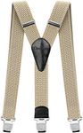 Decalen Mens Braces with Very Strong Metal Clips Wide 4 cm 1.5 inch Heavy Duty Suspenders One Size Fits All Men and Women Adjustable and Elastic Y Style (Wheat)