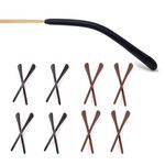 8 Pairs Eyeglass End Tips Ear Sock Pieces Anti-Slip Tube Replacement Tips Silicone for Thin Metal Eyeglass Legs,4 Black/4 Brown