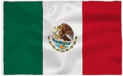 Mexico Flag 3x5 Foot- Mexican National Flags Indoor/Outdoor Quality Polyester with Vivid Color Brass Grommets Decorations