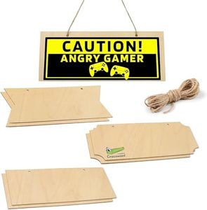 6 PCs Blank Wooden Hanging Sign 25 x 10 cm - Decorative Wood Plaque Ornament for Crafts - Pyrography Craft Wood Sign with Ropes - Unfinished Wooden Signs Slices for Wood Burning, Crafting and Painting