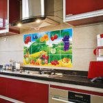 JAAMSO ROYALS PVC Vinyl, Aluminium Foil Removable Oil Proof Heat-Resistant Waterproof Tile Vegetable Wall Sticker for Kitchen and Home Decor (Multicolour, 45 CM x 75 CM)