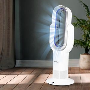 Spector 2-in-1 Bladless Tower Fan, 35W Cooling,10 Speed Adjustable,Timer, Remote Control,180° Manual Tilt 120° Powered Swivel Air Cooler, Portable Fan Freestanding, Instant Heating up, Cooling down