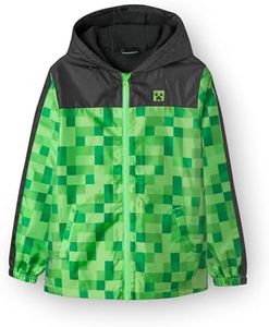 Minecraft garçons Creeper doublé Polaire Raincoat Veste à Capuche,Vert/Noir,13-14 ans