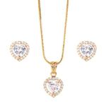 XPNSV Jewelry Luxury Pendant Gift Set for Women, Girls & Her | Pendant with 2 Earrings, Option in 10 Different Color & Design with Gold Silver Princess Cut Round Heart and Oval (Gold, Heart)