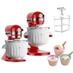 Ice Cream Maker Attachment for KitchenAid Stand Mixer with 3 Ice Cream Cups, Compatible with 4.5Qt and Larger Stand Mixers, Ice Cream Machine, KitchenAid Mixer Attachments by TPGSING