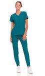 Natural Uniforms Womens Cool Stretch Jogger Scrub Set (Teal, Medium)