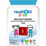 Health4All Kids Sea Kelp Iodine 75mcg Sublingual 90 Tablets (V) Vegan. Natural Iodine for Children Supports Learning and Growth, Orange Flavoured Chewable Tablets