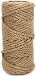 Leecogo 6mm Jute Rope, 66 Feet 4 Ply Heavy Duty and Thick Twine Rope for Gardening, Crafting, Packing, Bundling and Home Decor