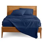 Bare Home Queen Sheet Set - 1800 Ultra-Soft Microfiber Queen Bed Sheets - Double Brushed - Queen Sheets Set - Deep Pocket - Bedding Sheets & Pillowcases (Queen, Dark Blue)