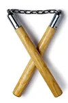 SLYK Wooden Nunchaku for Martial Arts Training, Traditional Bruce Dragons's Fury 526 Karate Wooden Sticks (Natural Wood)