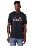 Oakley Men's O Bark T Shirt, Black/American Flag, Medium