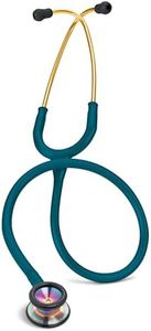 3M Littmann Classic II Pediatric Stethoscope, 2153, Stainless Steel Rainbow-Finish Chestpiece, 28" Caribbean Blue Tube, Brass Stem, and Headset