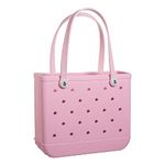 BOGG BAG BABY Small Waterproof Washable Tote for Beach Boat Pool Work School Sports 15x13x5.25 - Lightweight Cute Tote Bag, Blowing Pink Bubbles, Small, Tote Bag