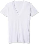 2(X)IST Men's Pima Cotton Slim Fit Deep V-Neck T-Shirt, White, Medium