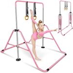 Hyner Folding Telescopic Gymnastics Bar for Kids Adjustable Height Gymnastics Horizontal Bar Fitness Climbing Tower Home Gym for Kids/Children