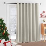 RYB HOME Blackout Curtains - Light Block Extra Wide Curtain for Sliding Door Window Outdoor Indoor Privacy Curtains for Living Room Bedroom Patio Sliding Glass Door, W 100 x L 84 inch, Natural