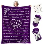 Gifts for Grandma Blanket, Grandma Gifts, Gifts for Mom, Best Grandma, Happy Birthday Grandma Gifts from Grandchildren, Great Grandmother Gifts from Grandkids, Throw Blanket 65”x50” (Purple)