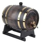 3L Oak Aging Barrel with 4 Brackets and Faucet, Wooden Whiskey Barrel, Red Wine Barrel for Home Brewer, Distiller, Cocktail Aging, Suitable for Whiskey, Beer, Wine, Bourbon, Tequila, Rum