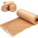 Honeycomb Packing Paper 15 IN x 128 FT, Biodegradable Cushioning Wrap Roll, Eco Friendly Kraft Wrapping Paper for Moving Shipping Fragile Items Gift Packing Material