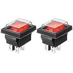 QTEATAK 2Pack KCD4 Red LED ON-Off 4