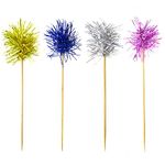 Honbay 40PCS Sparkle Tinsel Cupcake Toppers Foil Firework Cake Decoration Cocktail Food Fruit Picks Toothpick Sticks for Birthday Wedding Graduation Party Decoration (4 Color)