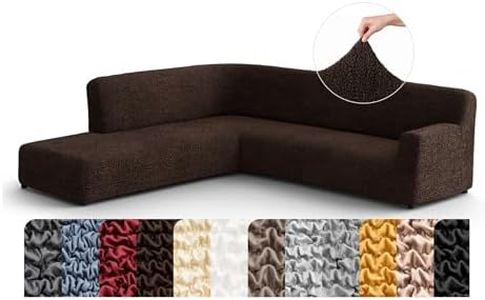 PAULATO BY GA.I.CO. Sectional Sofa Cover - Corner Sofa Cover - Bumper Chaise Couch Covers - Washable Couch with Ottoman Slipcover - Microfibra - Dark Brown (Left Facing Bumper Chaise Sectional)
