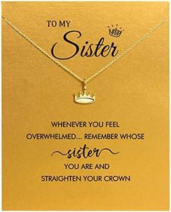 Sister Gifts from Sisters, Sister Necklaces Best Friend Necklace for Women. Christmas, Birthday, Graduation Gifts with Wish Card, Brass, No Gemstone